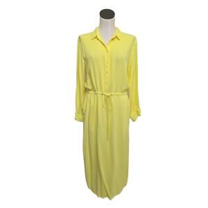 Sita Murt Linen Blend Woven Dress‎ Size 38 US 6 Elastic Waist Pockets Midi Dress